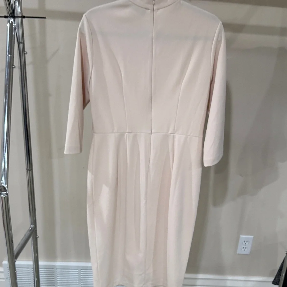 Donna Morgan Soft Cream Long Sleeve Dress - Picture 5 of 5